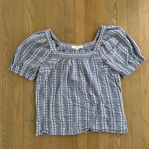 Blue and White Loft Floral Blouse